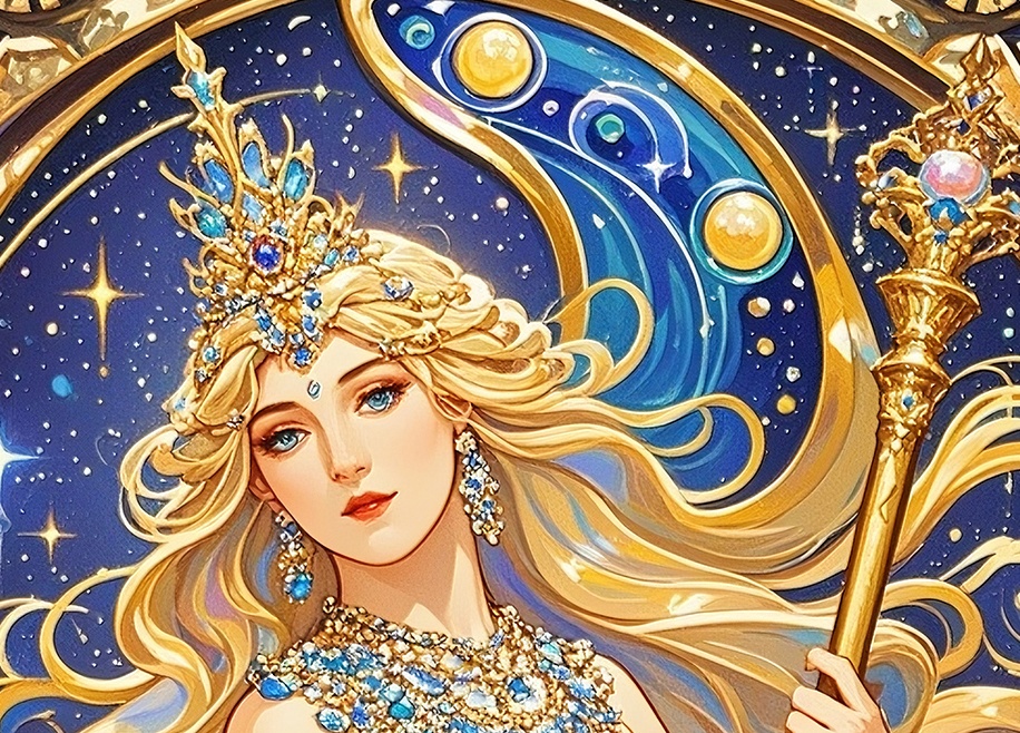 宇宙の光と波動をまとった銀河の女神