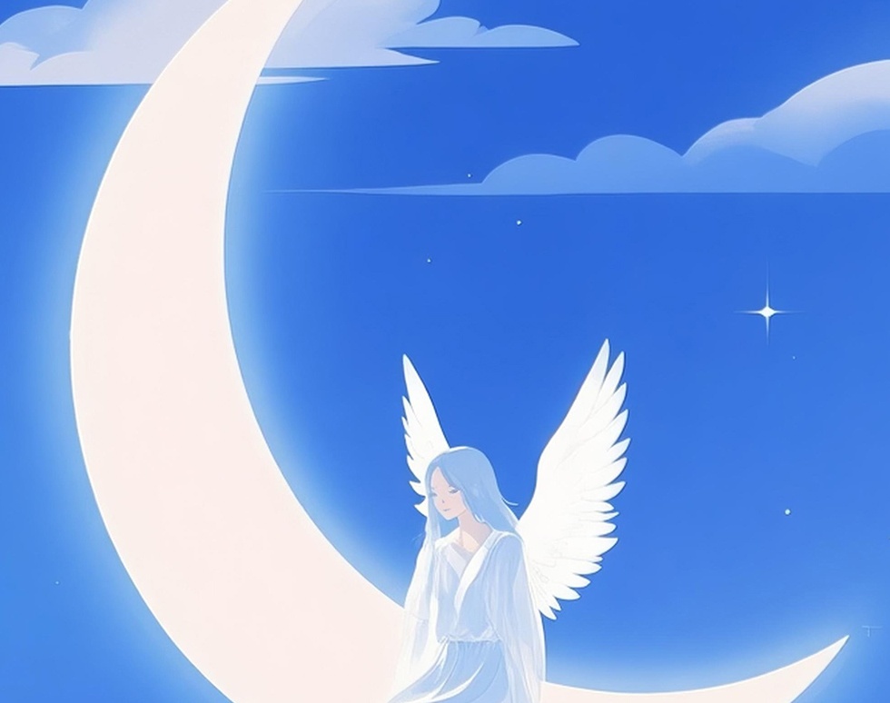 希望と未来の明るい月の天使