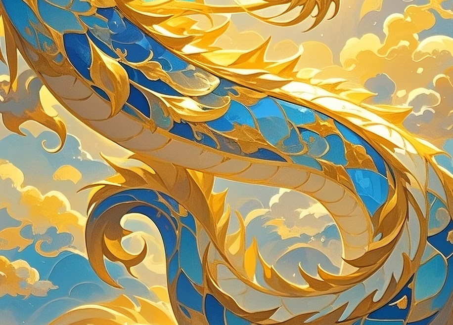 スマホ壁紙|陽光に躍る金龍|風水・金運・開運