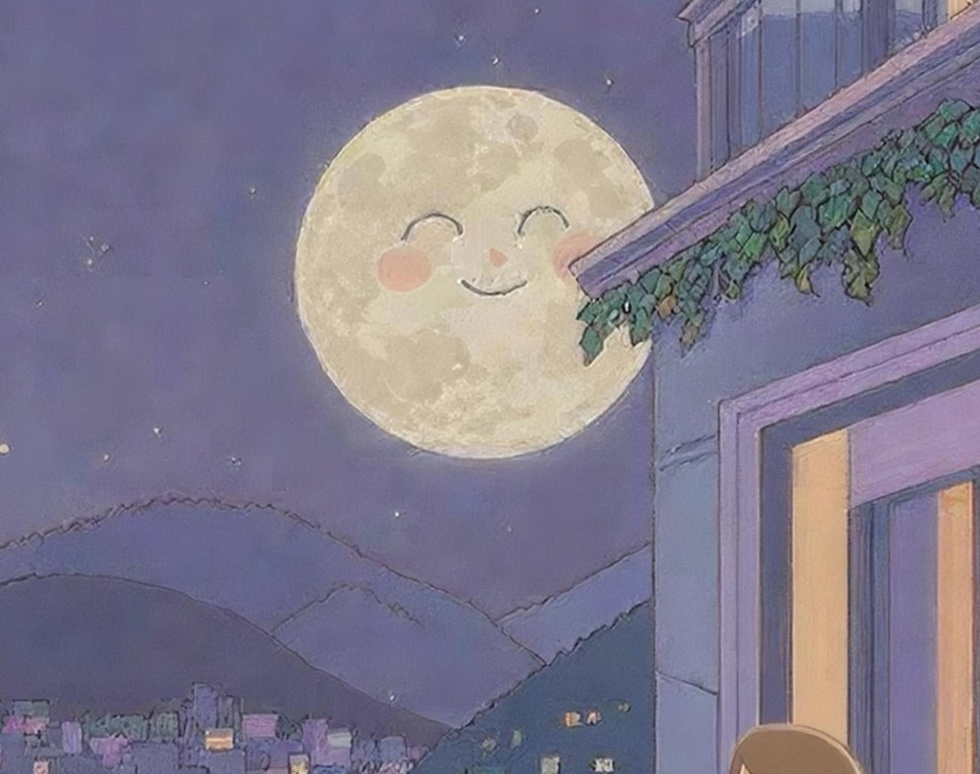 月明かりのテラスで月に乾杯