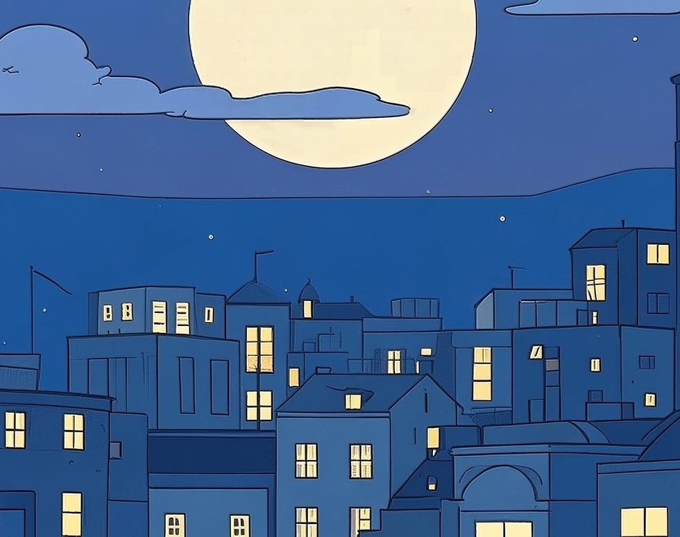 満月とともに眠る街