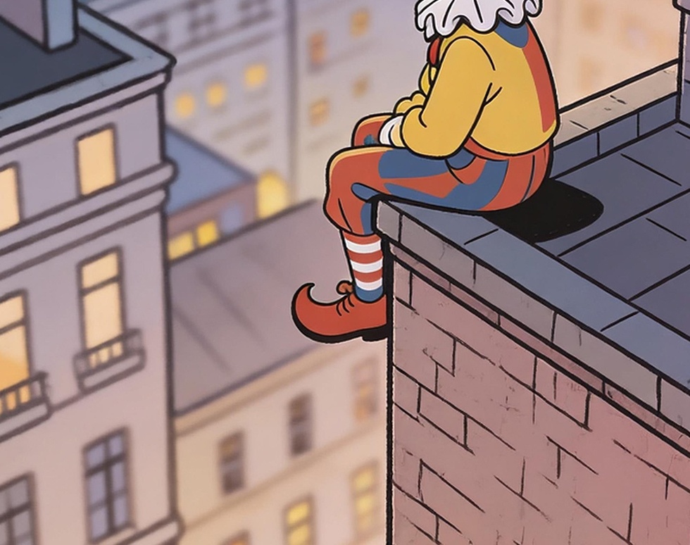 屋上からの月と街