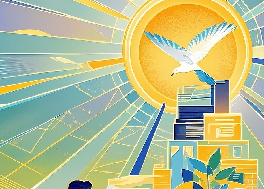 未来へ進む成功の光