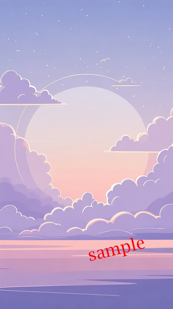 パステルカラーの月と雲