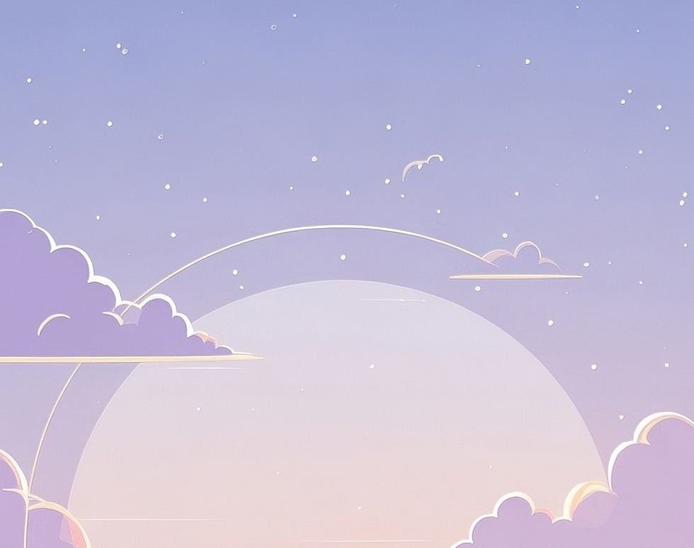 パステルカラーの月と雲