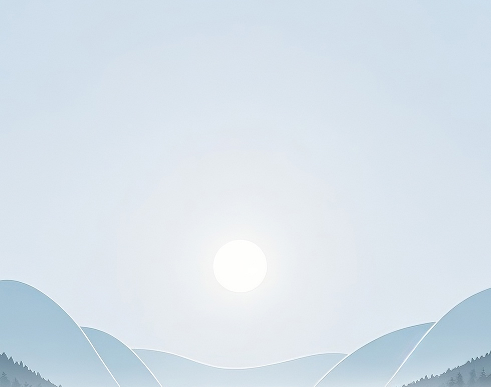 静かな湖と朝日