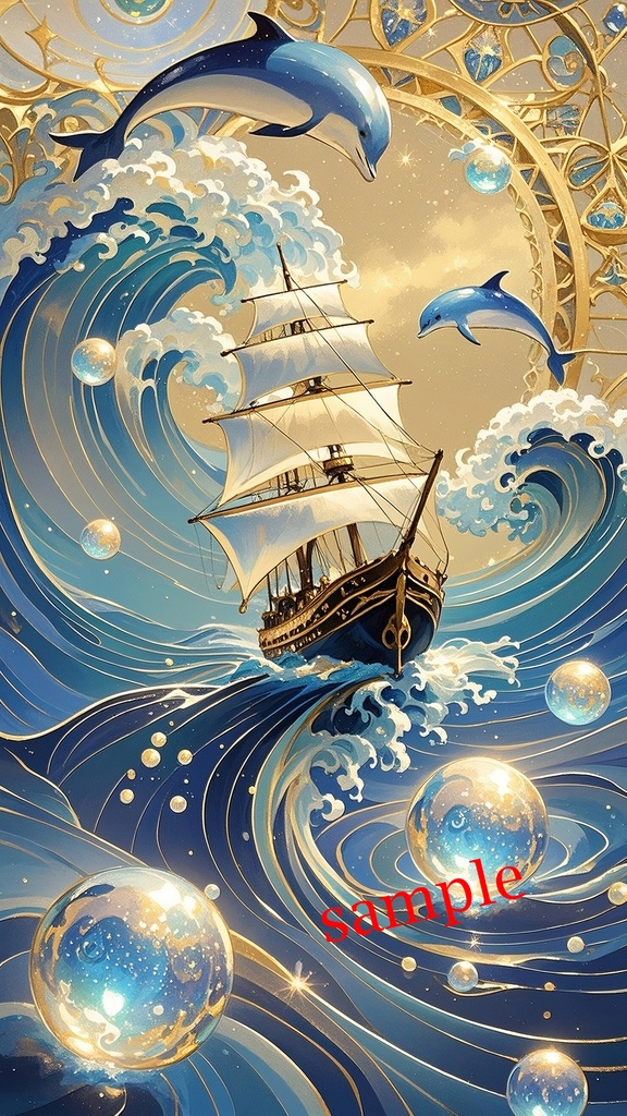 躍進するイルカと希望の船