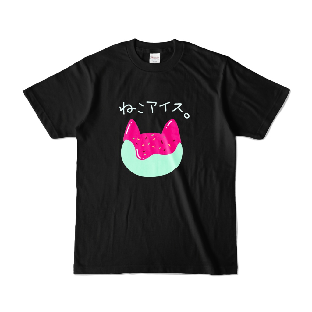 Tシャツ(ブラック) 猫アイス