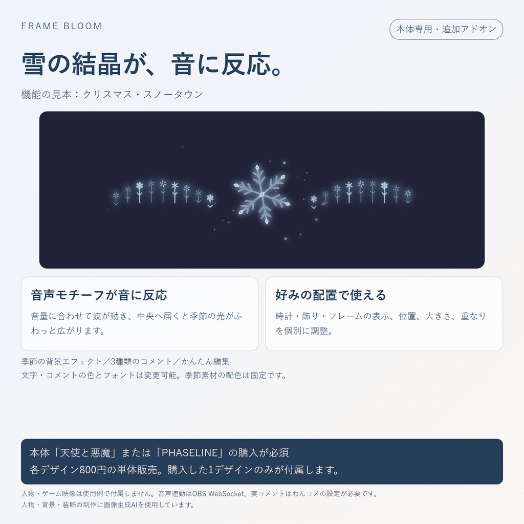 【本体専用・各デザイン800円】クリスマス|動く季節アドオン・5シーン対応|Frame Bloom