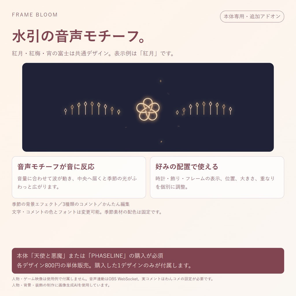 【本体専用・各デザイン800円】正月|動く季節アドオン・5シーン対応|Frame Bloom
