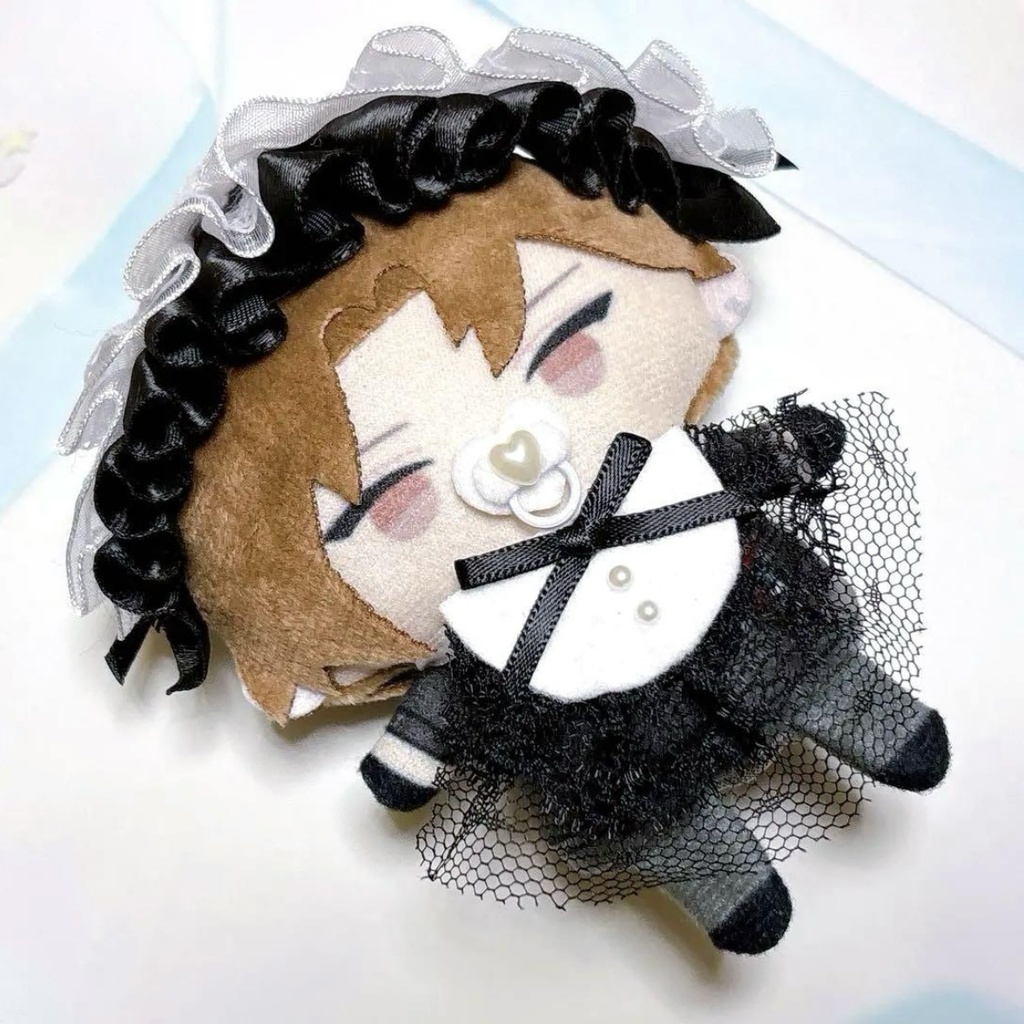 ぬい服 ヘッドドレス&スタイ セット 白 黒 メイド