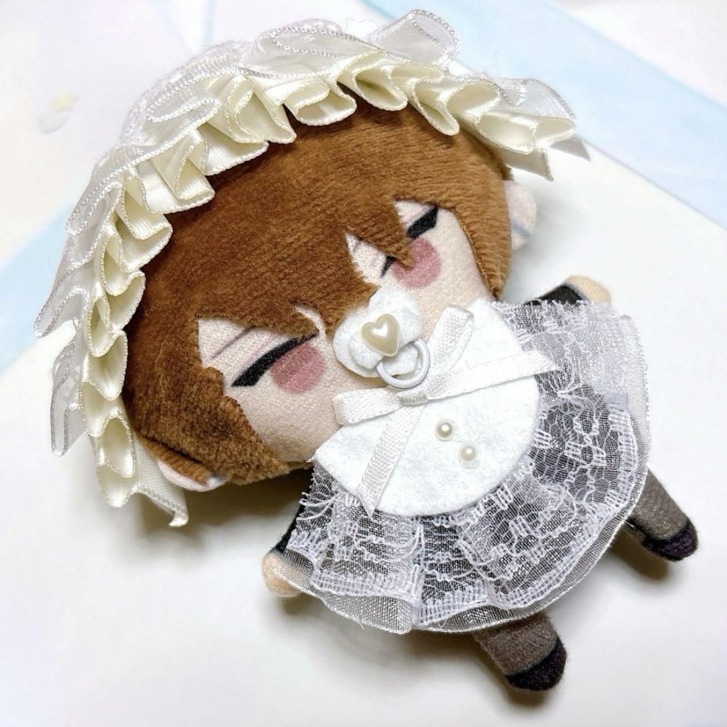 ぬい服 ヘッドドレス＆スタイ セット 白 ホワイト