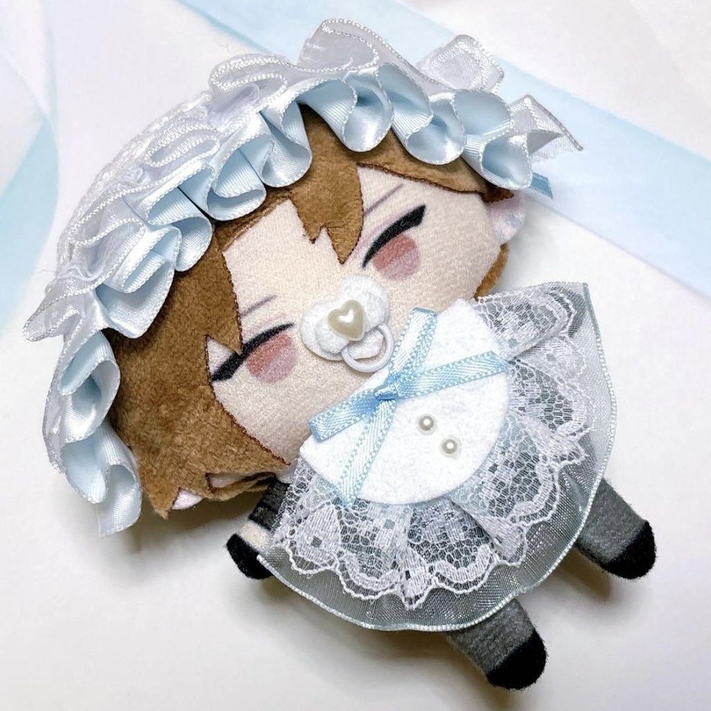 ぬい服 ヘッドドレス&スタイ セット 青 水色