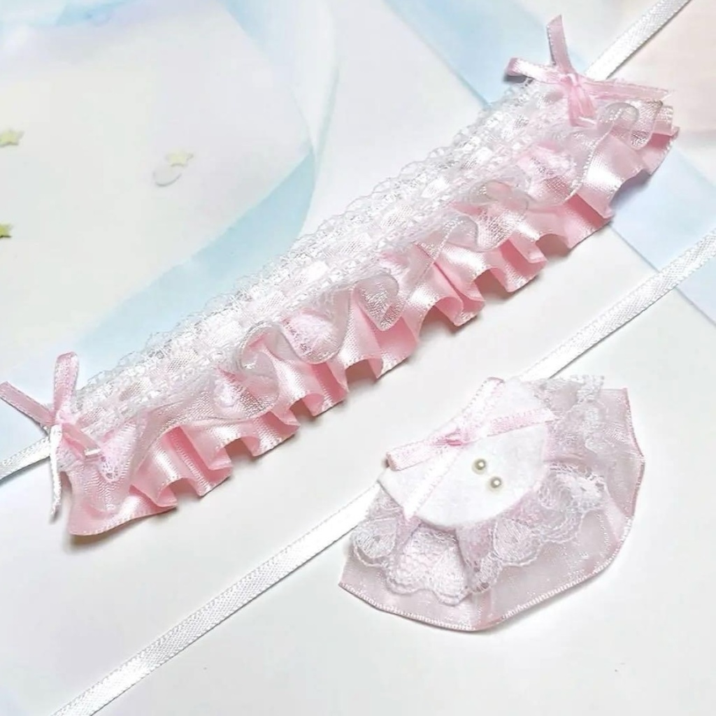 ぬい服 ヘッドドレス＆スタイ ピンク