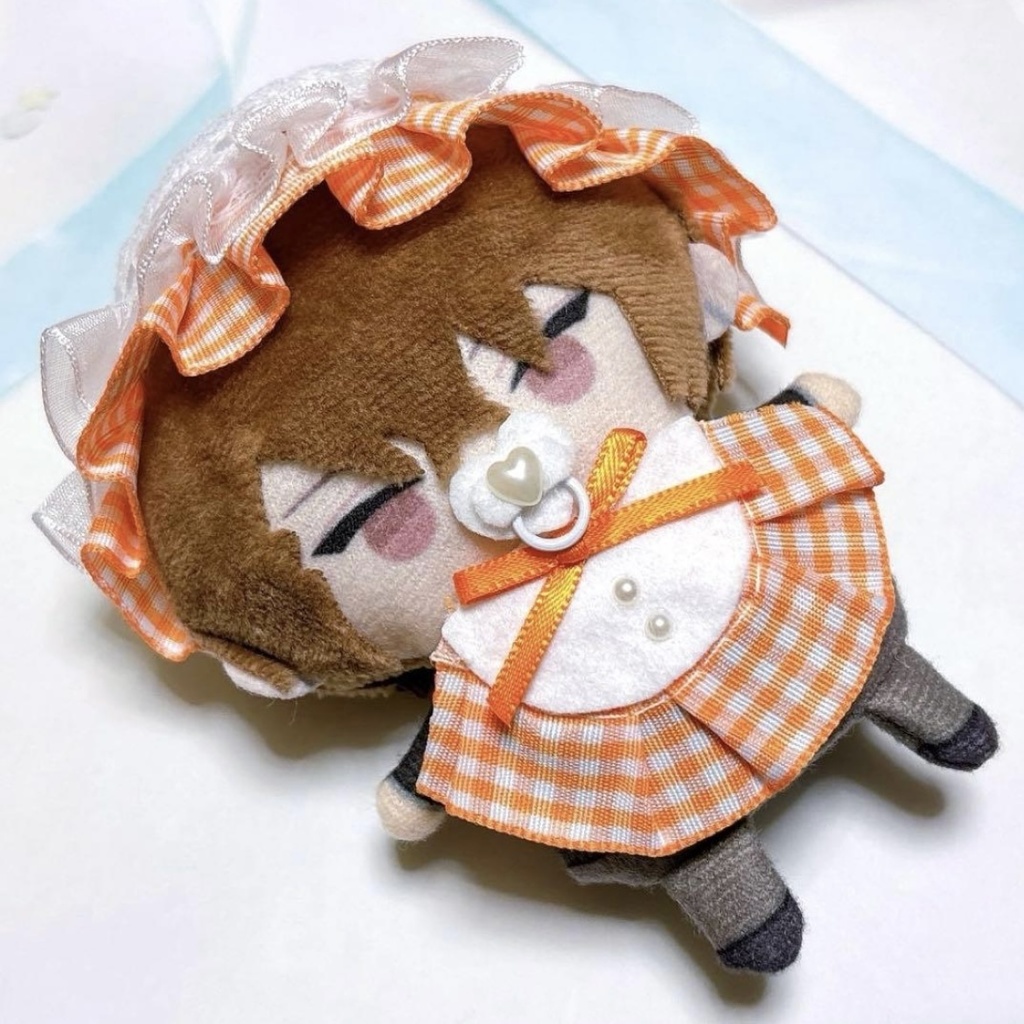 ぬい服 ヘッドドレス&スタイ オレンジ チェック