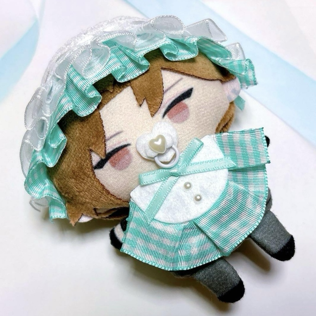 ぬい服 ヘッドドレス&スタイ ミント チェック