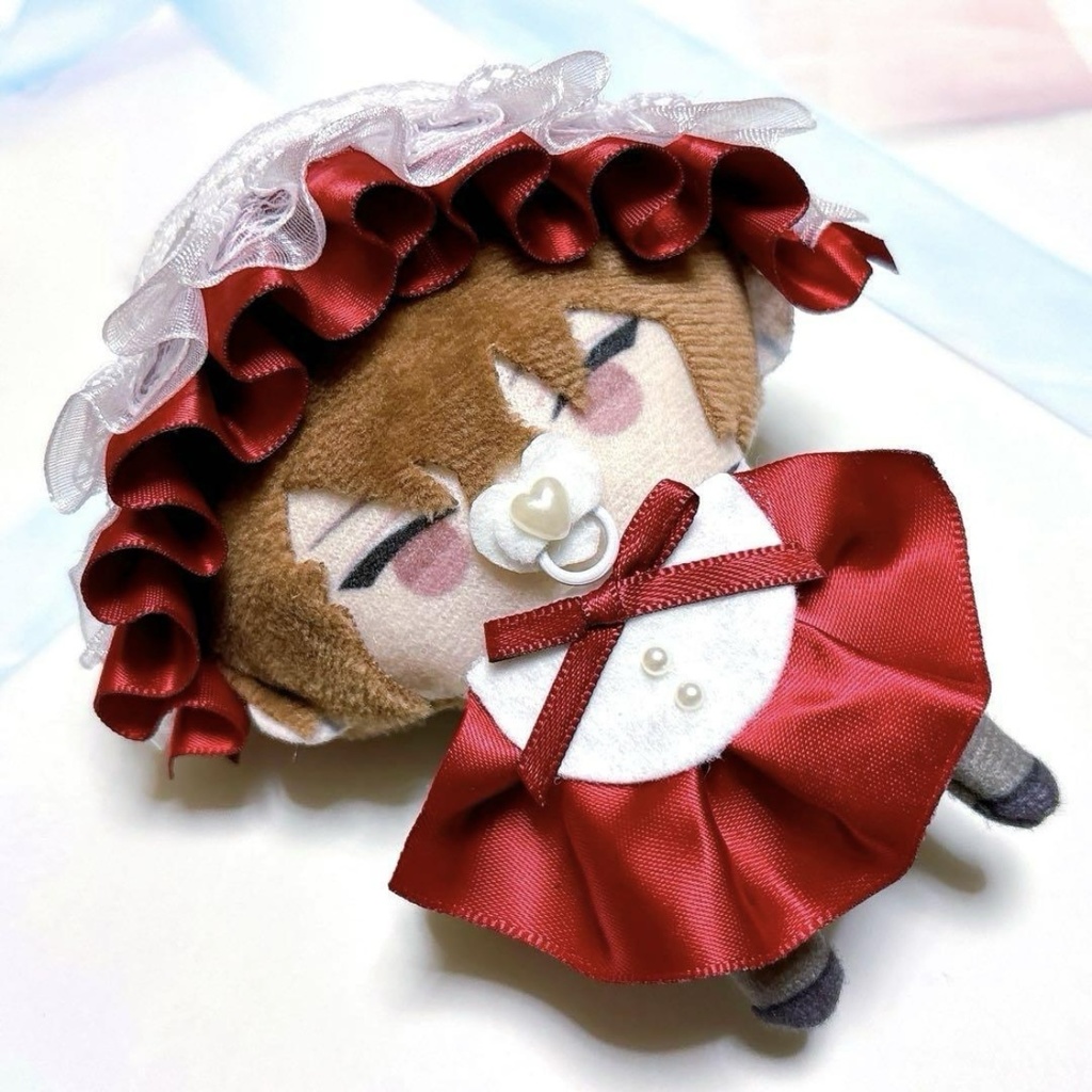 ぬい服 ヘッドドレス&スタイ 赤 ワインレッド