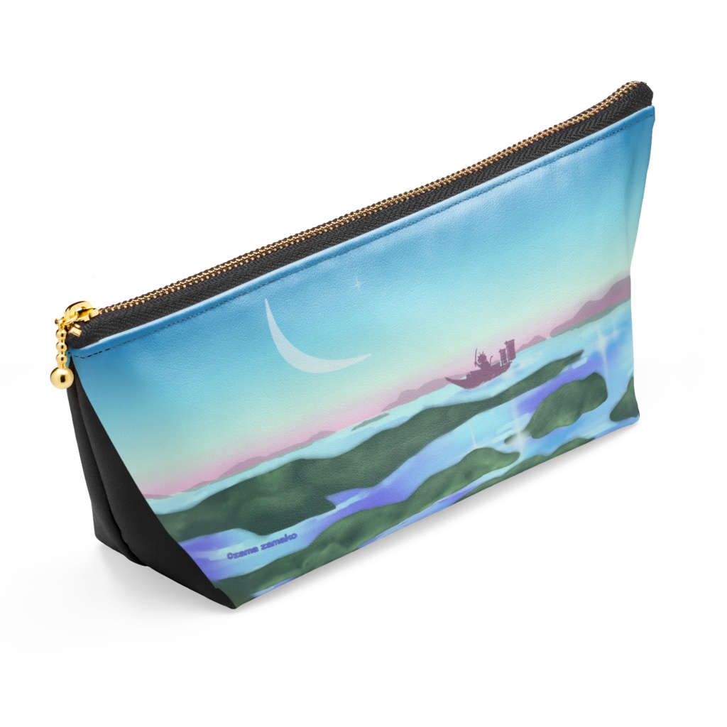 ポーチ~朝焼けの来島海峡と海賊猫~