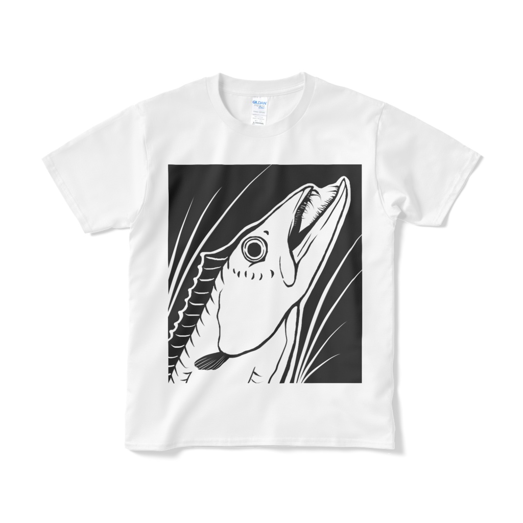 ドバッ！と太刀魚Tシャツ（短納期Tシャツ）白色、赤色、黒色