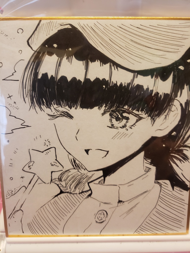 モノクロ手描きミニ色紙(ちなつ・うた・さなえちゃん)