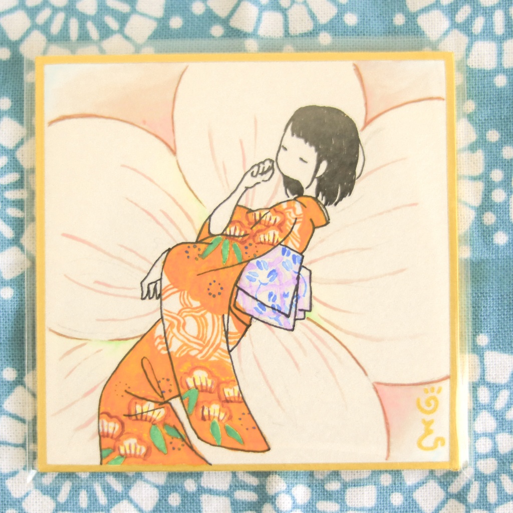 豆色紙サイズ 豆色紙原画 桜 - 雪ぶみ工房 すがも和紙 色紙