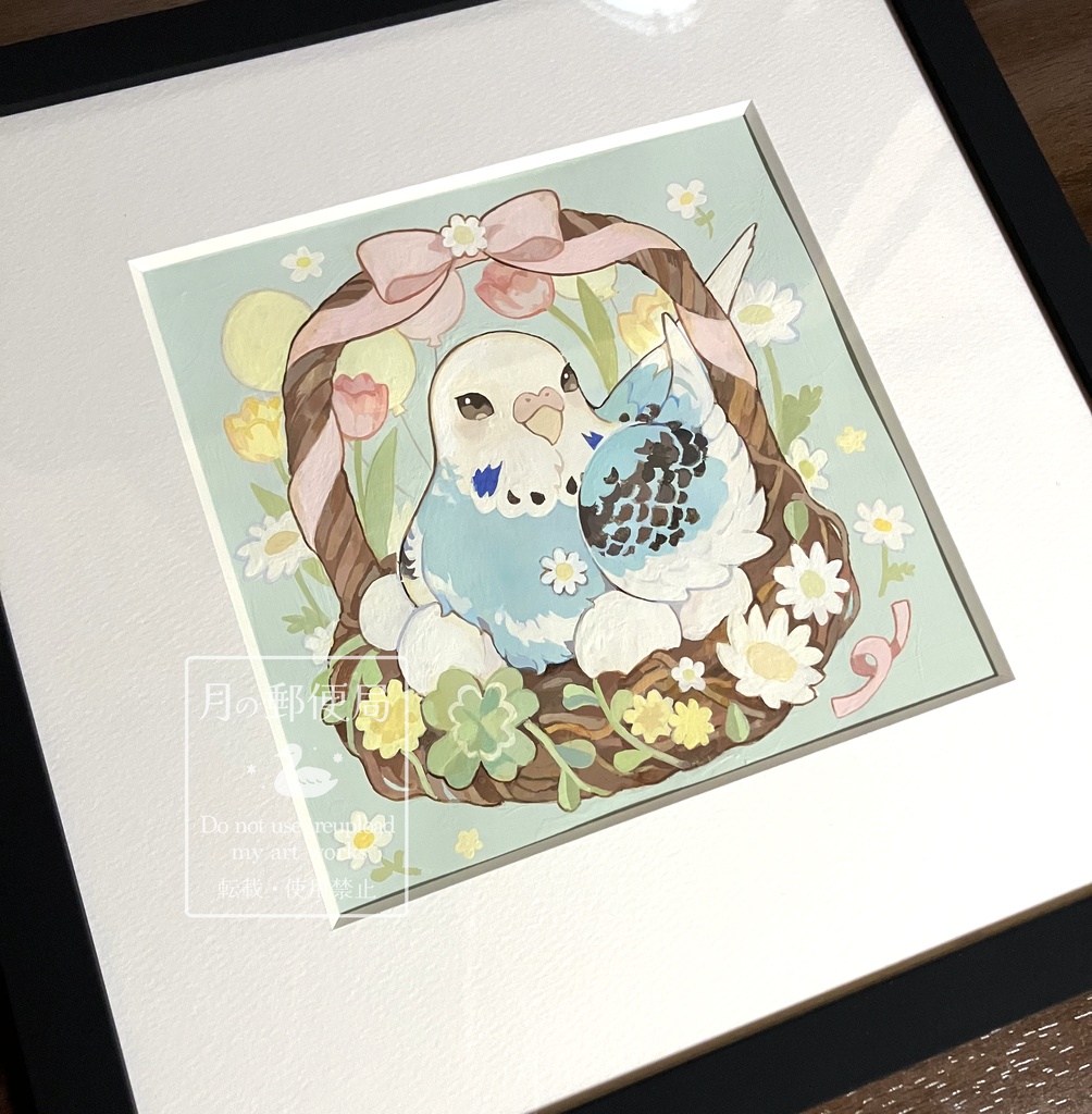 【額装済み原画】イースターフラワーのバスケット