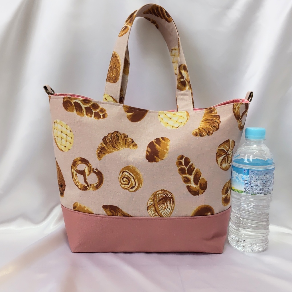【ピンク】パン柄トートバッグ【ハンドメイド】
