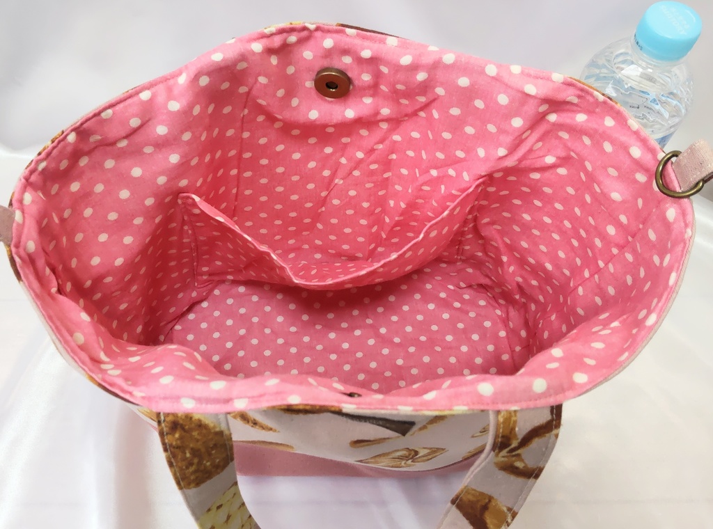【ピンク】パン柄トートバッグ【ハンドメイド】