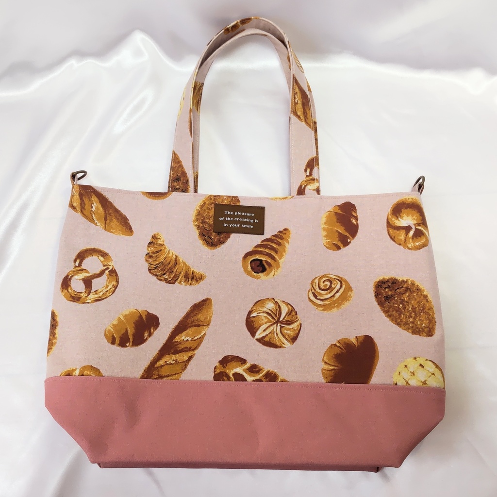 【ピンク】パン柄トートバッグ【ハンドメイド】