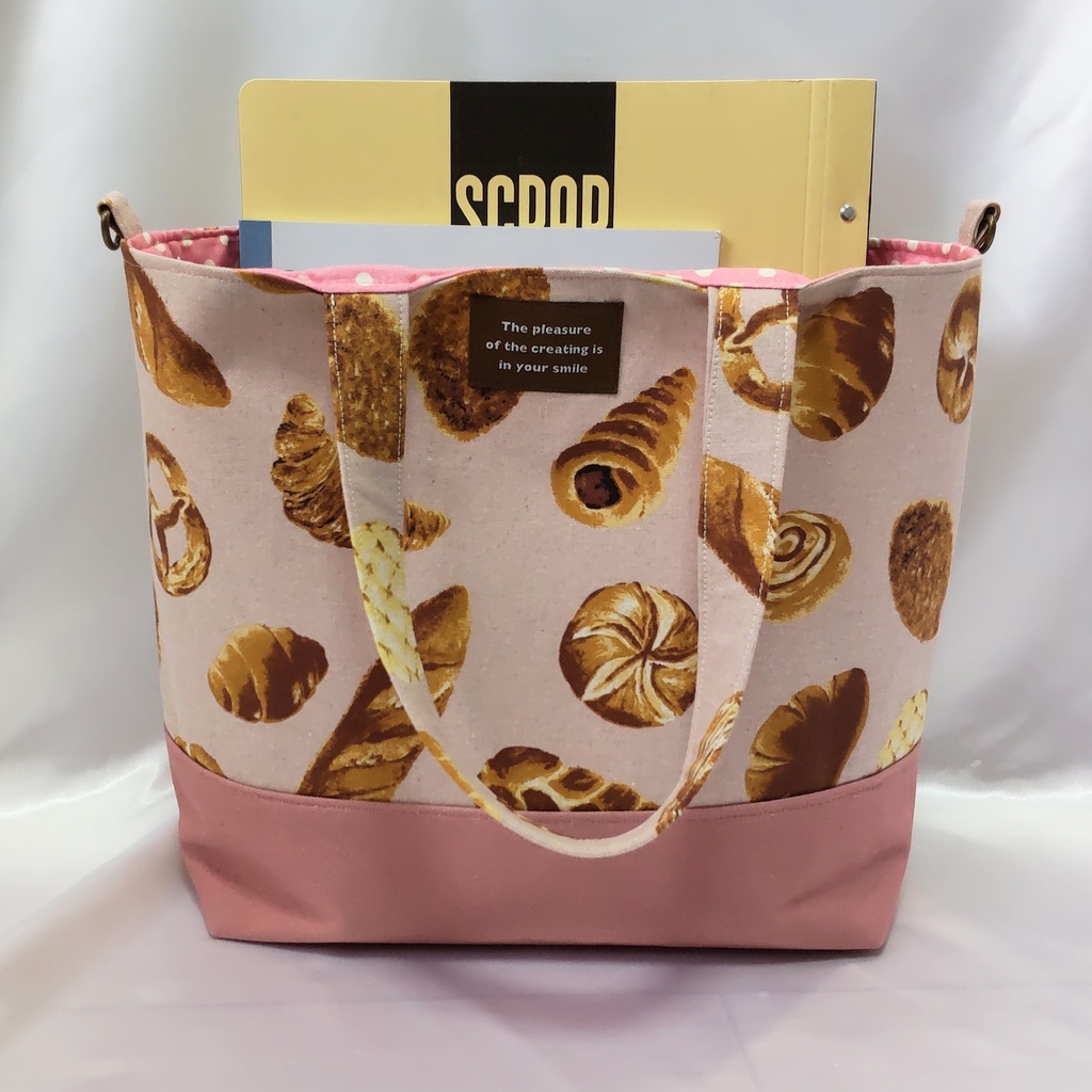 【ピンク】パン柄トートバッグ【ハンドメイド】