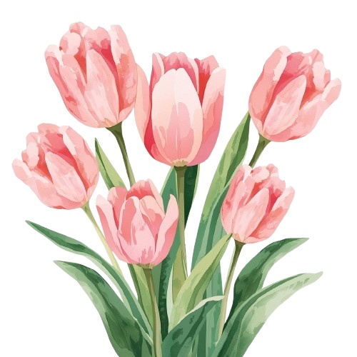 水彩風・ピンクのお花クリップアート10種類セット