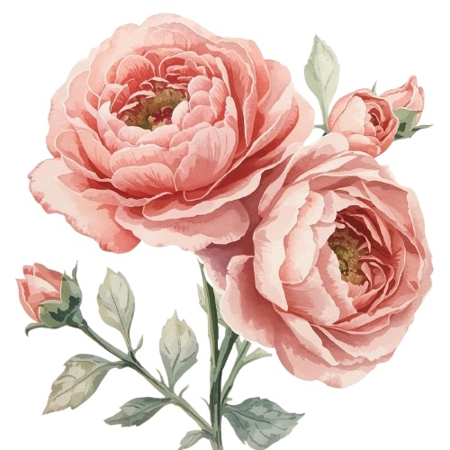 水彩風・ピンクのお花クリップアート10種類セット