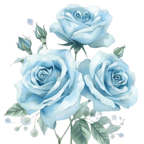 水彩風・水色のお花クリップアート 12種類セット