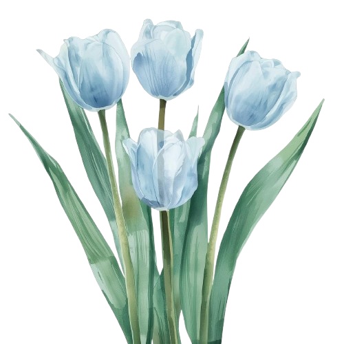 水彩風・水色のお花クリップアート 12種類セット