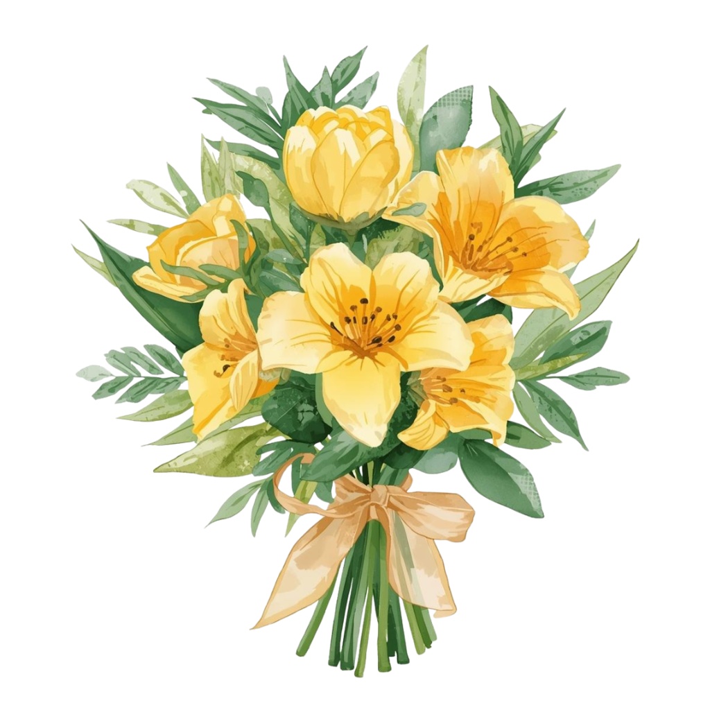 〈黄色いお花 水彩クリップアート〉20点セット/背景透過/CanvaAI生成/PDF