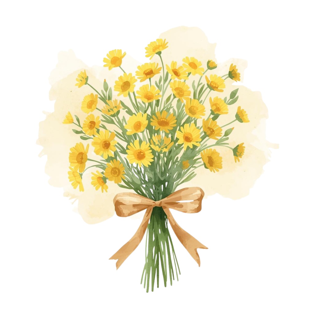 〈黄色いお花 水彩クリップアート〉20点セット/背景透過/CanvaAI生成/PDF