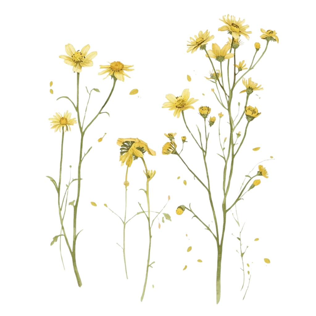 〈黄色いお花 水彩クリップアート〉20点セット/背景透過/CanvaAI生成/PDF