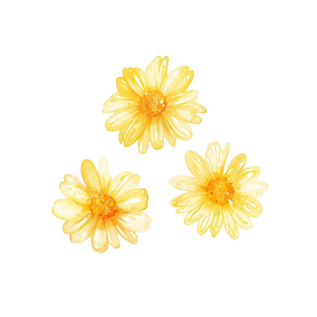 〈黄色いお花 水彩クリップアート〉20点セット/背景透過/CanvaAI生成/PDF