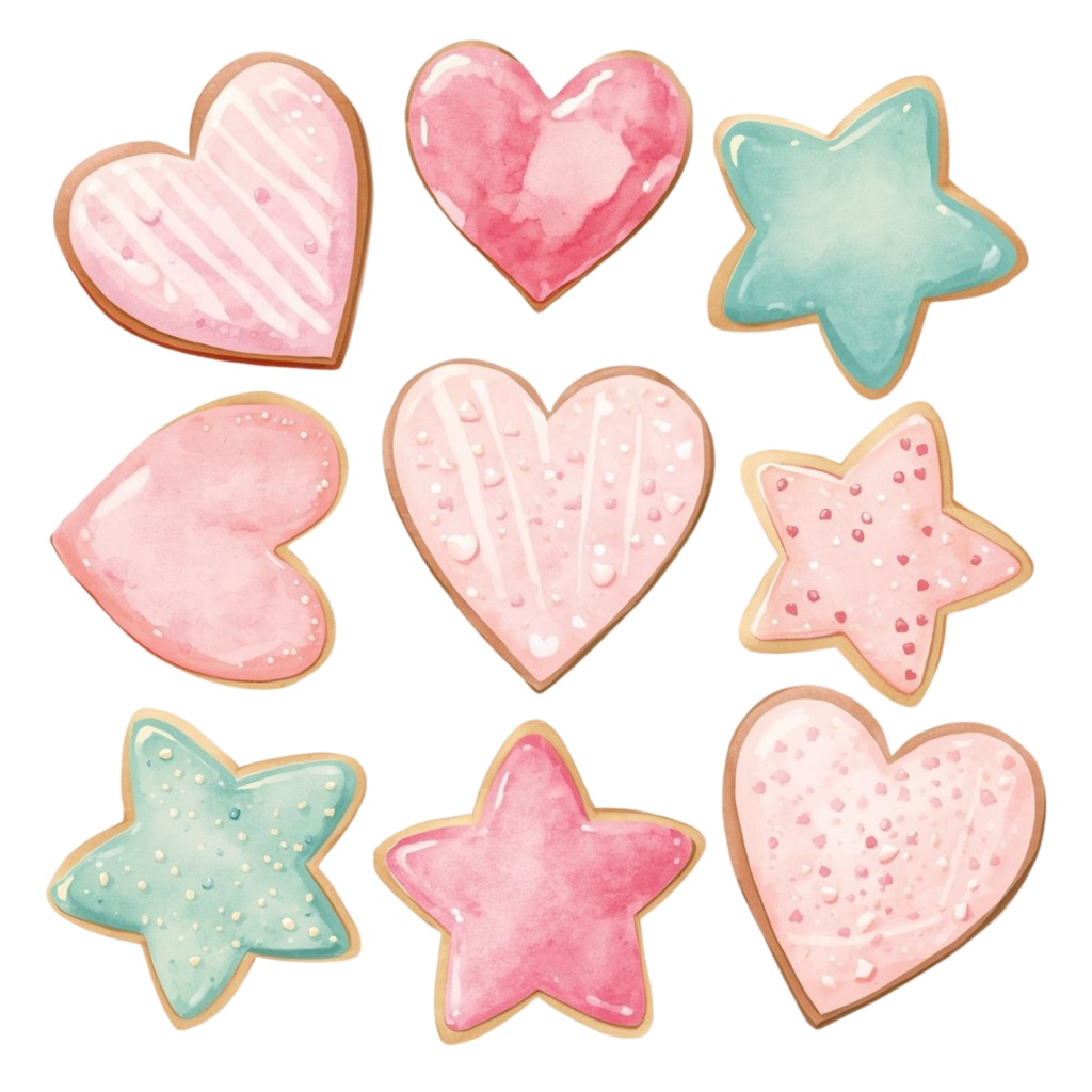 Watercolor Valentine Clip Art Set (手描き水彩のバレンタイン素材・19点/PNG・背景透過・PDFダウンロード)