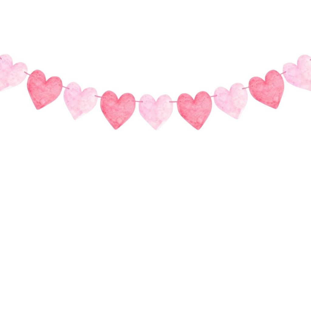 Watercolor Valentine Clip Art Set (手描き水彩のバレンタイン素材・19点/PNG・背景透過・PDFダウンロード)