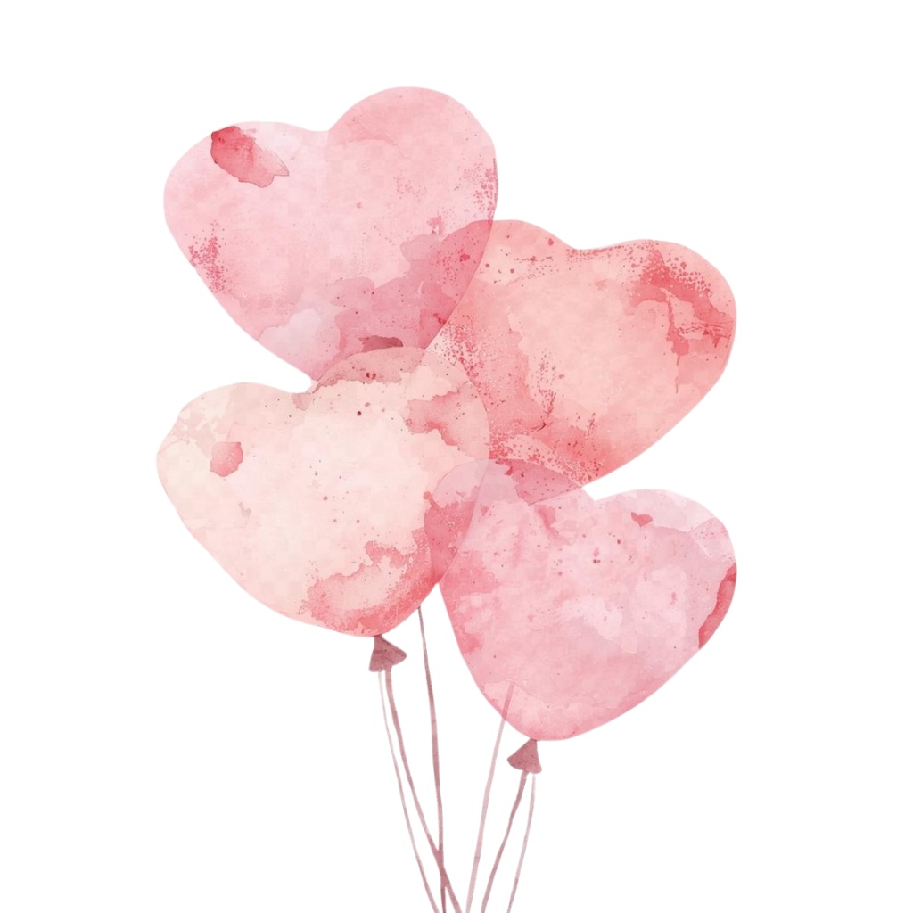 Watercolor Valentine Clip Art Set (手描き水彩のバレンタイン素材・19点/PNG・背景透過・PDFダウンロード)