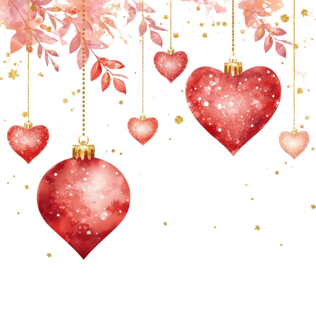 Watercolor Valentine Clip Art Set (手描き水彩のバレンタイン素材・19点/PNG・背景透過・PDFダウンロード)