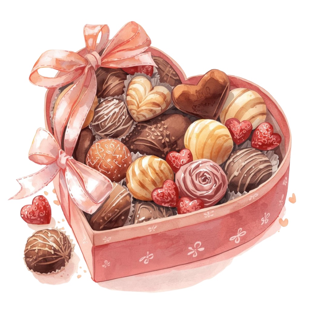 Watercolor Valentine Clip Art Set (手描き水彩のバレンタイン素材・19点/PNG・背景透過・PDFダウンロード)