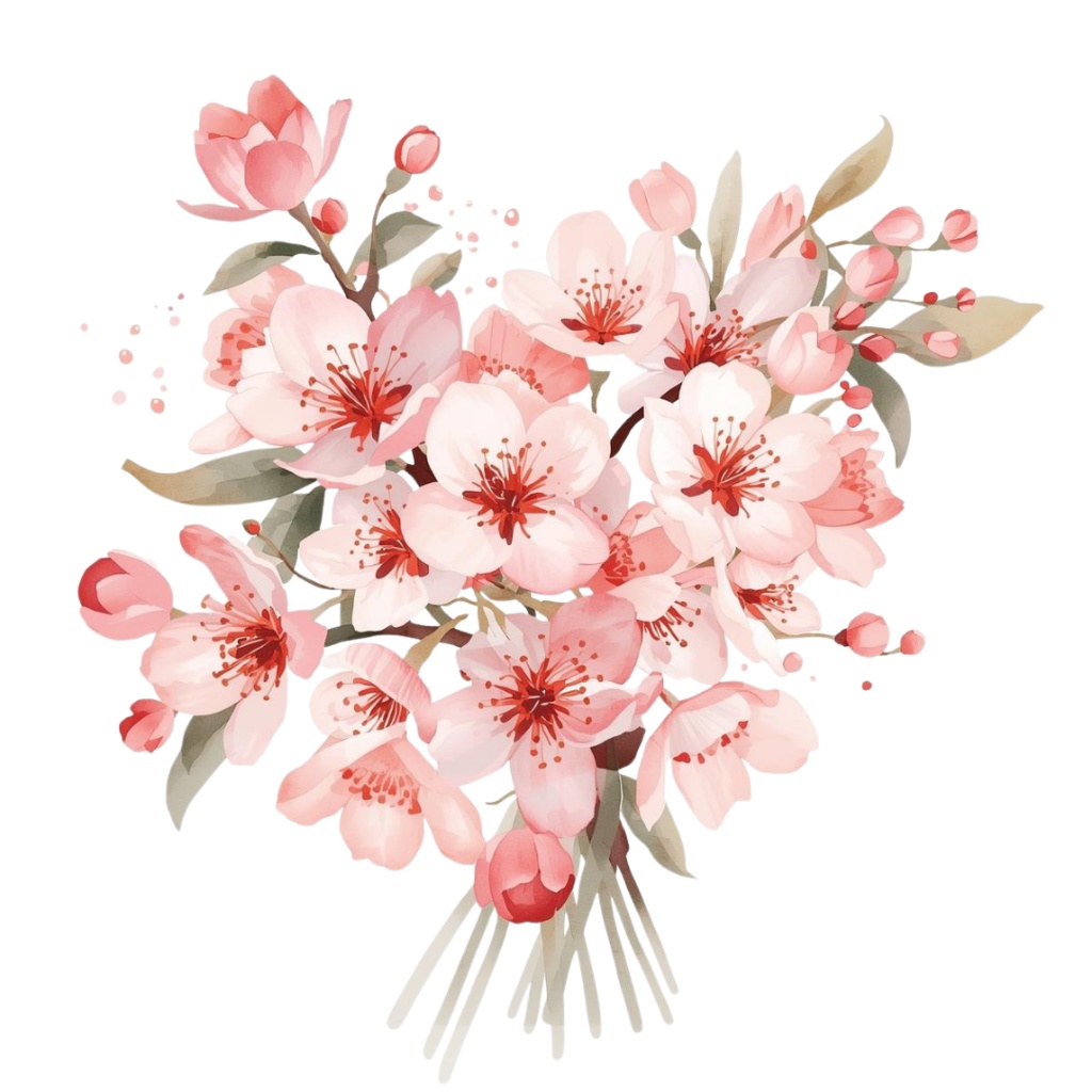 春の水彩クリップアート20点セット|桜・花・うさぎ・いちご|背景透過PNG素材|Canva AI生成