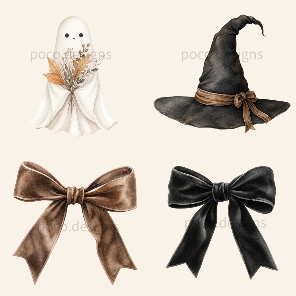 大人ハロウィン|水彩クリップアート 25点|Halloween Lifestyle Clip Art|PNG素材