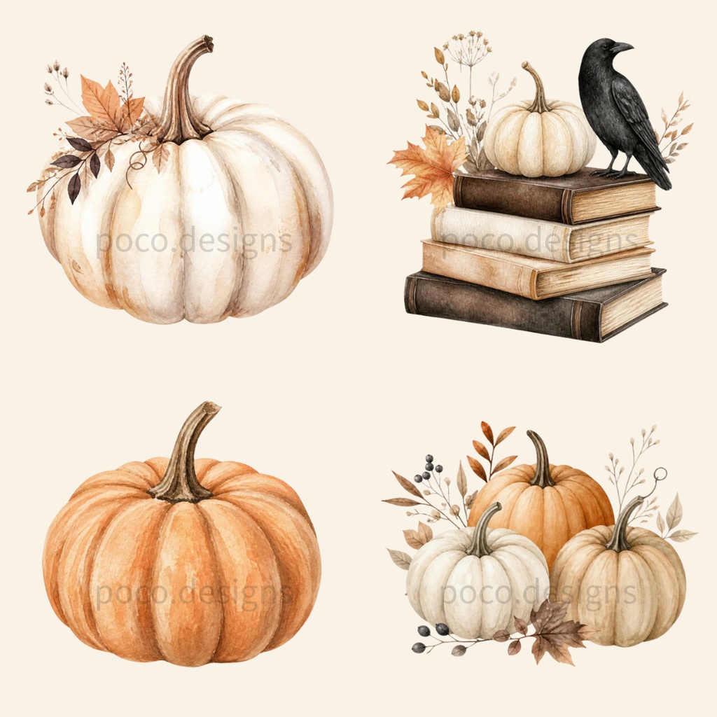 大人ハロウィン|水彩クリップアート 25点|Halloween Lifestyle Clip Art|PNG素材