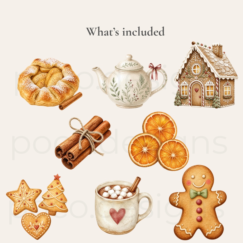 Cozy Christmas|水彩クリスマスのクリップアート25点セット・透過PNG