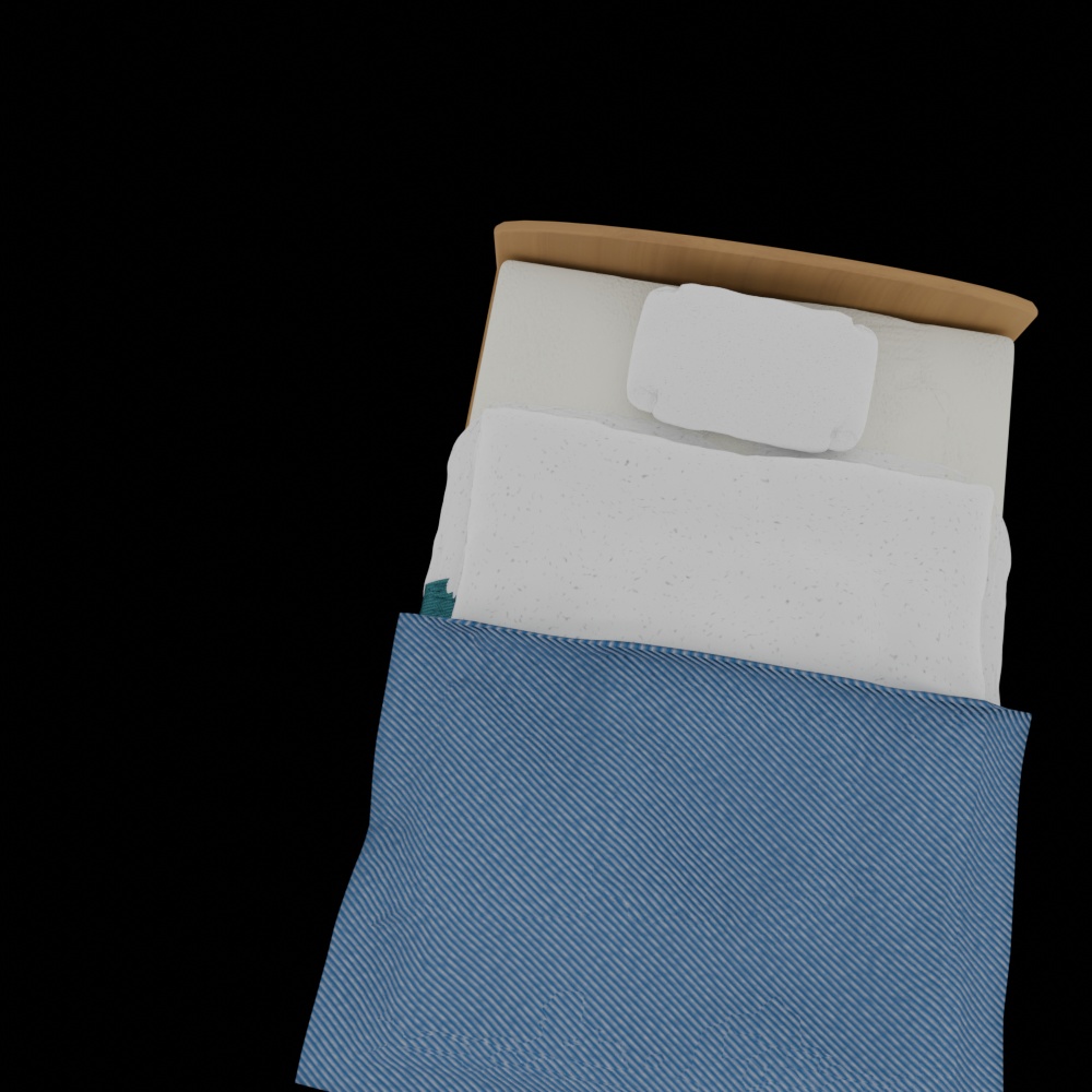 一人暮らしの男性ベッド3Dデータ(blender/fbx/glb)