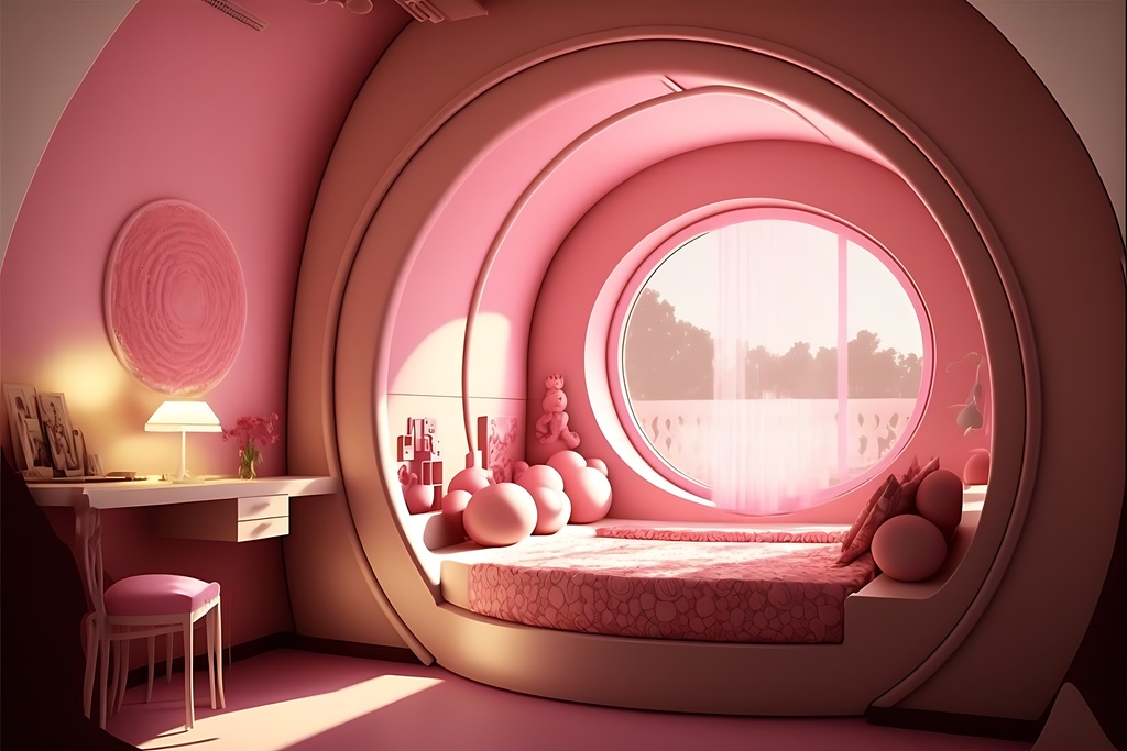 ピンクの丸い部屋