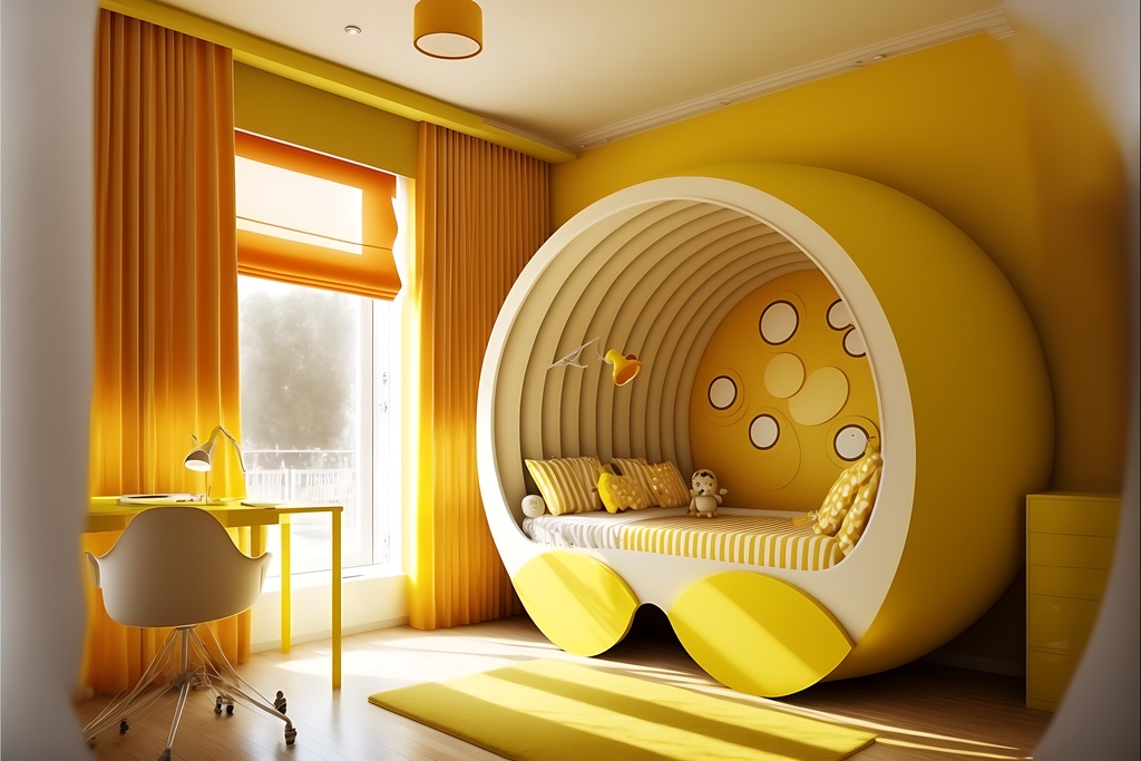 黄色のの丸い部屋